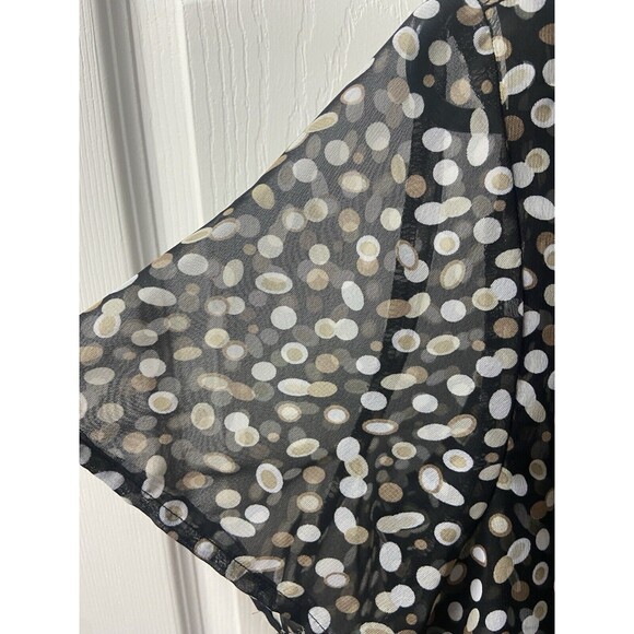 Croft & Barrow Tank Blouse set Womens Large Black Tan White Dot Semi Sheer - Picture 4 of 8